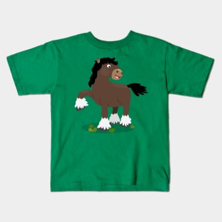 Cute Clydesdale draught horse cartoon illustration Kids T-Shirt